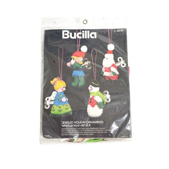 Vintage Bucilla Christmas Jeweled Holiday Ornaments Wind up Toys Kit #48781 - Picture 1 of 2